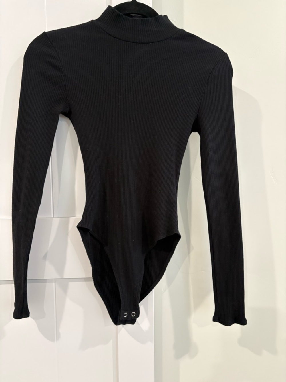 Forever 21 Black Ribbed Mock Neck Bodysuit